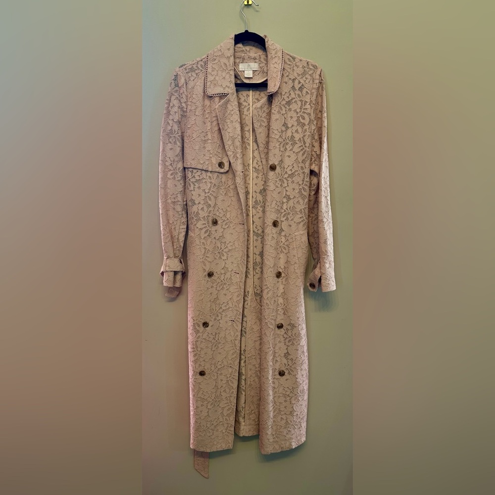 Rachel Parcell Beige Lace Trench Coat